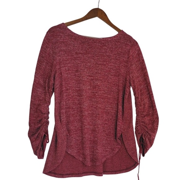saturday sunday Tops - Anthropologie Saturday Sunday Burgundy Heathered Layered Top Boho Cozy Fits S/M